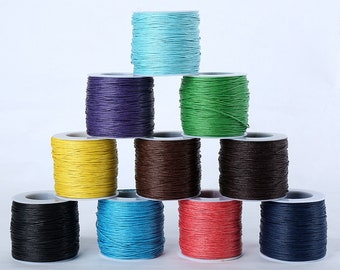 100yards 1mm Multicolor Waxed Cotton Cord,For Bracelet Necklace,For Pendant Charm,For Beading,DIY Accessory Jewelry Making,Cord String Rope