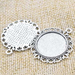 20pcs Antique Silver/Antique Bronze Pendant Trays,Blank Pendant Bases,20mm Bezel Pendant Settings for Glass or Stickers