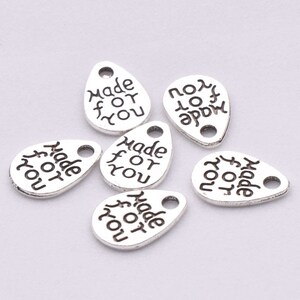 30pcs 8mmx10mm Antique Silver tone/Antique Bronze &quot;Made For You&quot; Raindrop Letter Pendant Charm