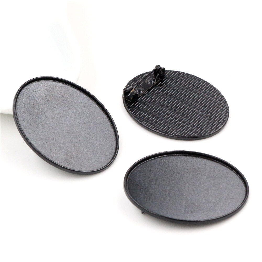 10pcs Antique Silver tone/Antique Bronze/Black Blank Flower Brooch Trays Setting,for 30mmx40mm Glass or Stickers,DIY Accessory Charm