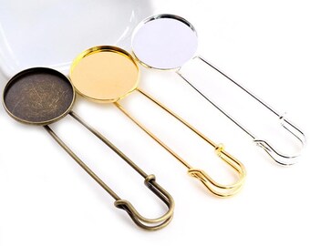 20pcs Antique Bronze/Silver/Gold Blank Classic Pin Brooch Setting,for 25mm Glass or Stickers,DIY Accessory Charm