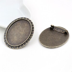 10pcs Antique Silver tone/Antique Bronze Blank Filigree Flower Brooch Trays Setting,for 30mmx40mm Glass or Stickers,DIY Accessory Charm