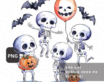 Retro-Blumen-Skelett-PNG, Gruselige Halloween-Cliparts, Sublimationsdesign (Digitaler Download)