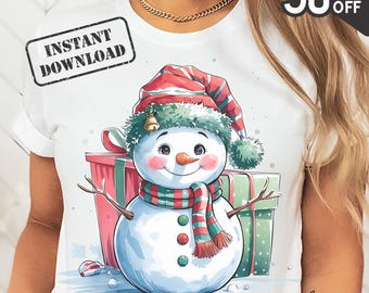Kerstsneeuwpop PNG, feestelijk sublimatieontwerp (digitale download)