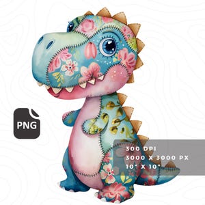 cute floral dinosaur png, baby t rex, baby dinosaur, dinosaur stickers, t-rex png, dinosaur clipart, toddler tshirt designs, png designs