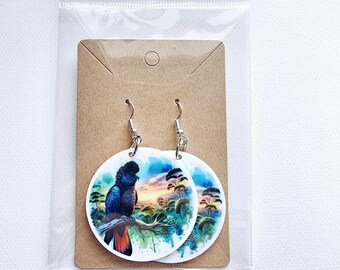 Black Cockatoo Dangley Earrings