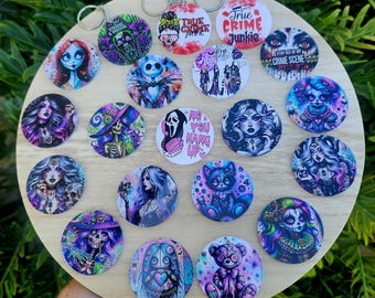 Schlüsselanhänger aus Acryl - Goth - 5 cm UV Gedruckt mit Silber Schlüsselanhänger