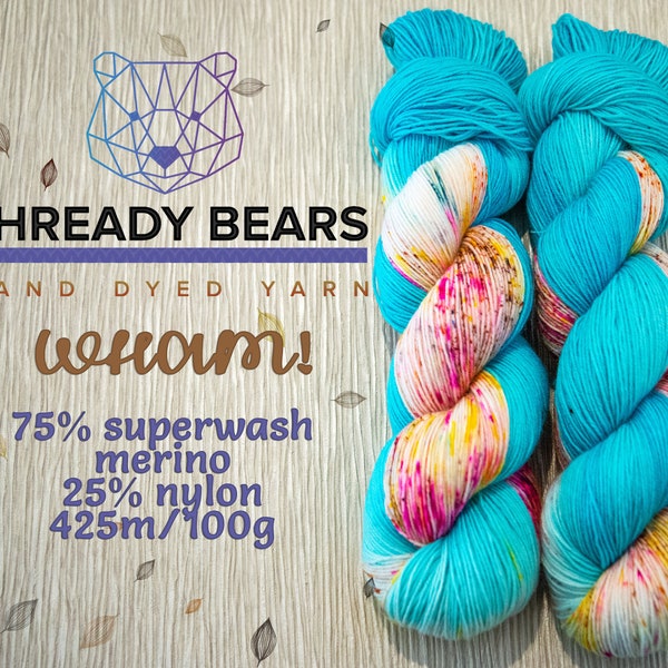 Hand Dyed Yarn: Merino/Nylon Sock. WHAM! SOCK