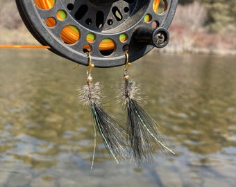 Black Wooly Bugger Earrings