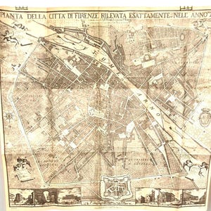 Mapa de Florencia Italia Pianta Della Citta Di Firenze Rilevata Esattamente Nell Anno 1783 Publicación de máscara vintage 1927