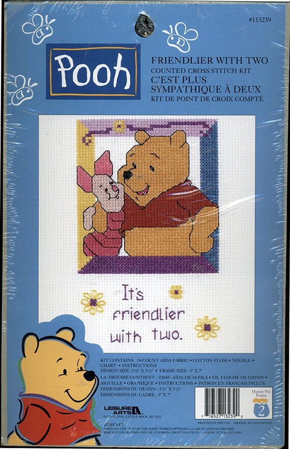 It S Friendlier With Two Pooh Counted Cross Stitch Kit Etsy