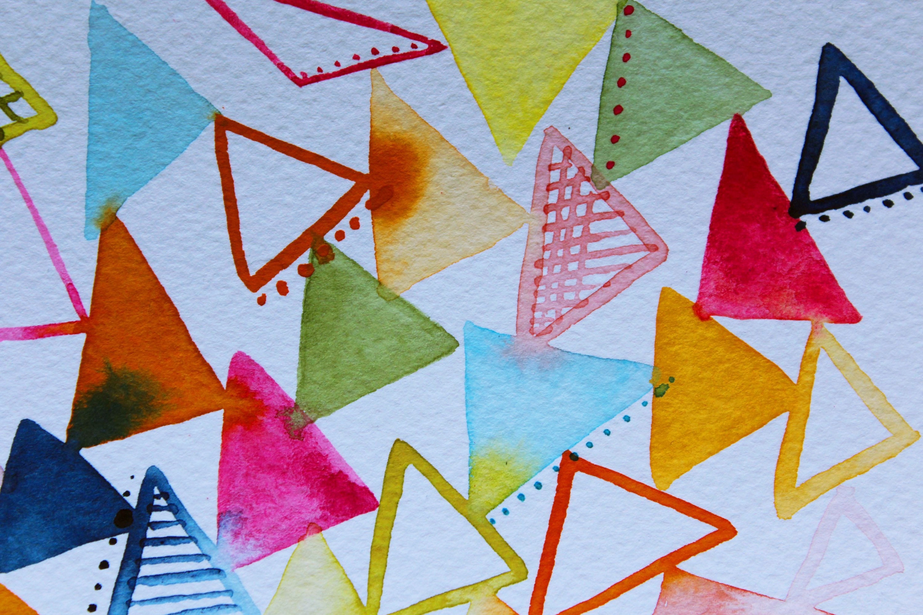 Original Abstract Geometric Watercolor Painting Bright Etsy