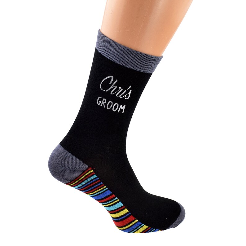 Usher Navy Personalised Rose Gold Wedding Socks Groomsman etc Groom Best Man