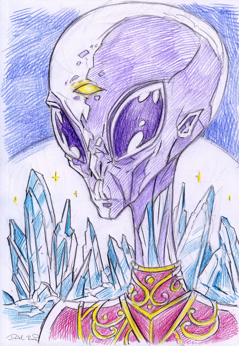 Arcturian crystal alien anime sketch