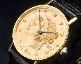 Vintage Jules Jurgensen 6510 Gold Tone Octagonal Watch  display picture 3