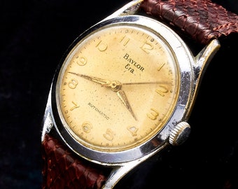 1955 Baylor &quot;Era Automatic&quot; Men&#39;s Mid-Century American Watch, Restored Mechanical Wristwatch, Men&#39;s Vintage Style