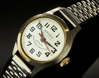 1940s Arnex by General Time Co. Ladies Round Silver-Tone Tonneau Wrist Watch, Incabloc, Heirloom Estate Jewelry, Vintage Watch