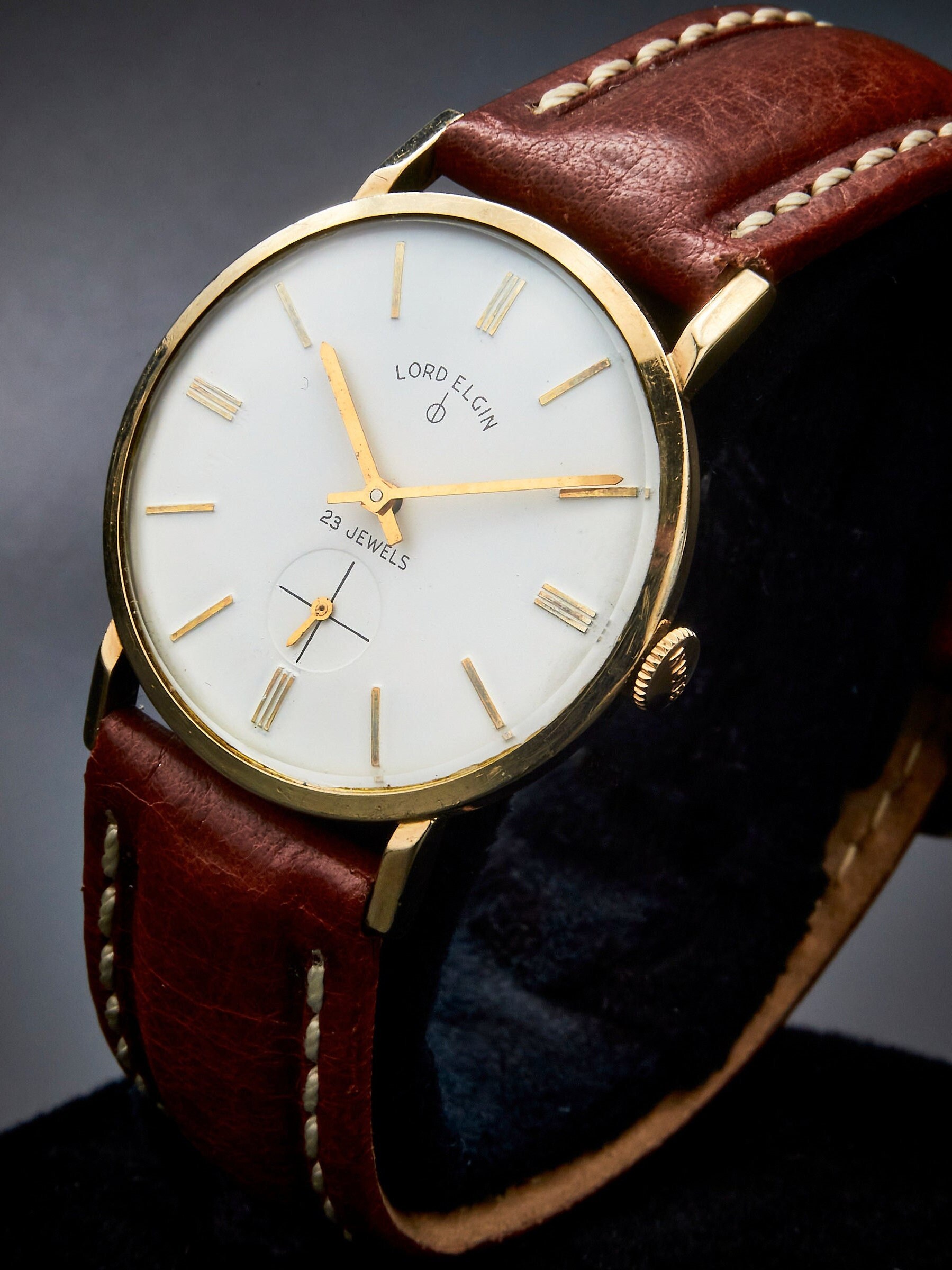 ELEGANT! 1959 Lord Elgin Mens 14k Yellow Gold Filled Tank Watch • Honey ...