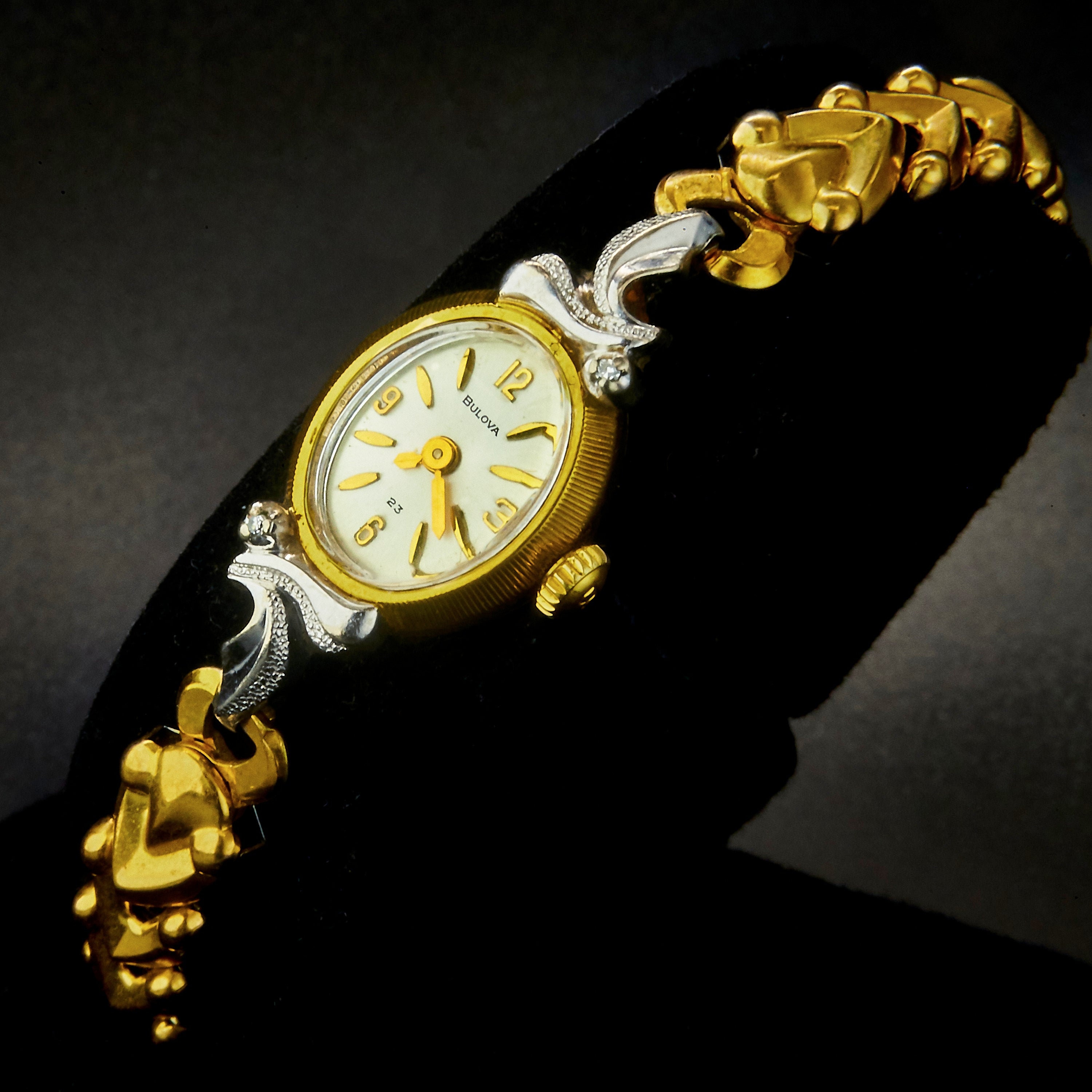 BULOVA Womens Gold Dress Watch, White MOP Dial, Stainless Steel Open  Bracelet | eBay