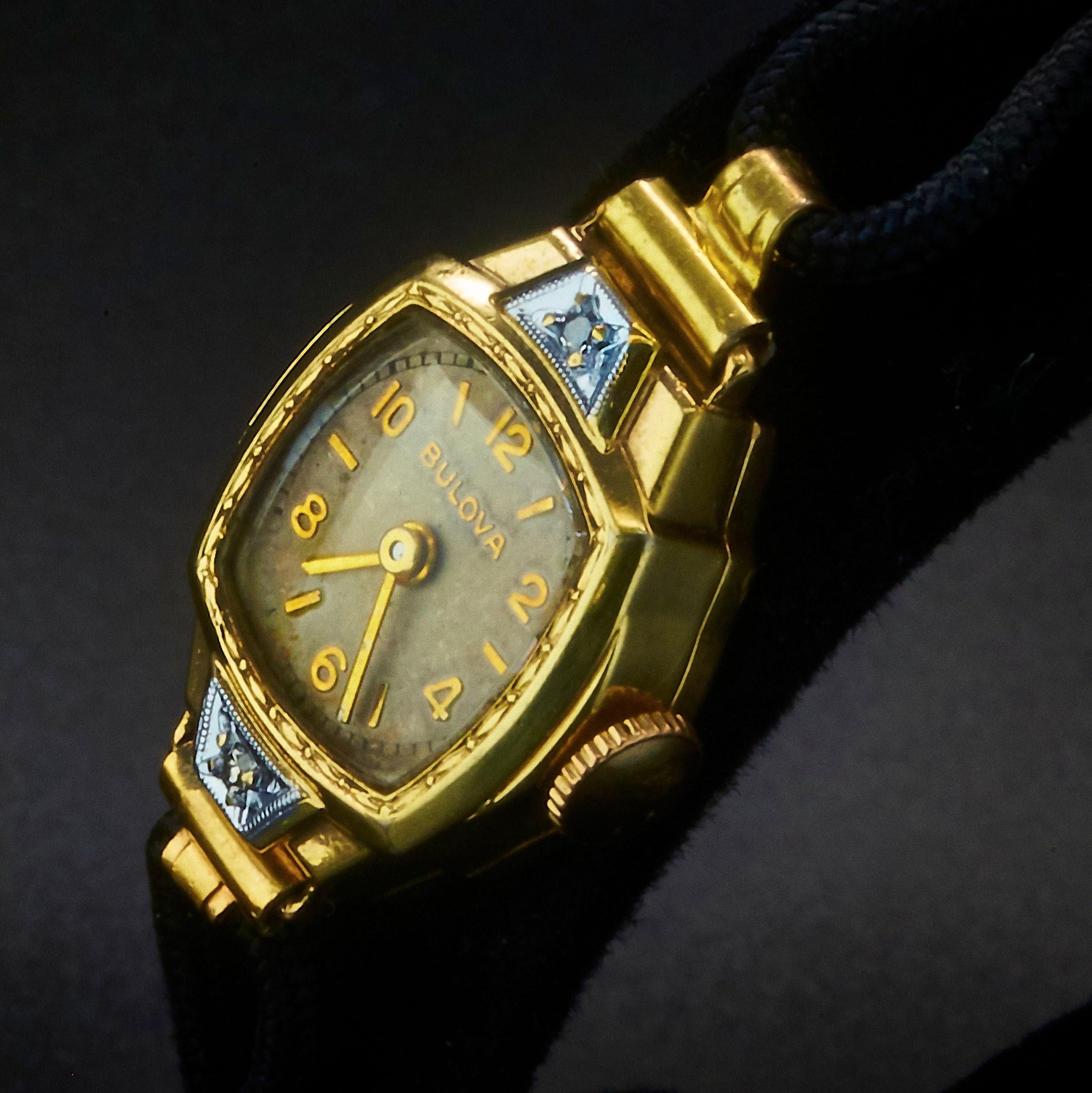 1938 Bulova Lady Bulova D 10k Yellow Gold Plated Diamond Ladies