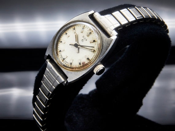 Elgin Ladies Watch Vintage Sparkling White Dial Two Tone Bracelet Elgin Ladies Watch Vintage Sparkling White Dial Two Tone  main image 4