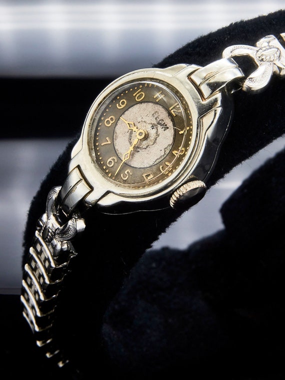 1934 Elgin 10k White Gold Filled Marquise Ladies Cocktail  display picture 2