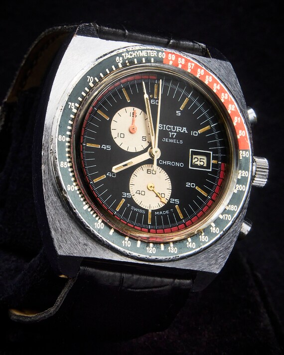 1973 Sicura Men's Large Sports Chronograph Mechan… - image 5