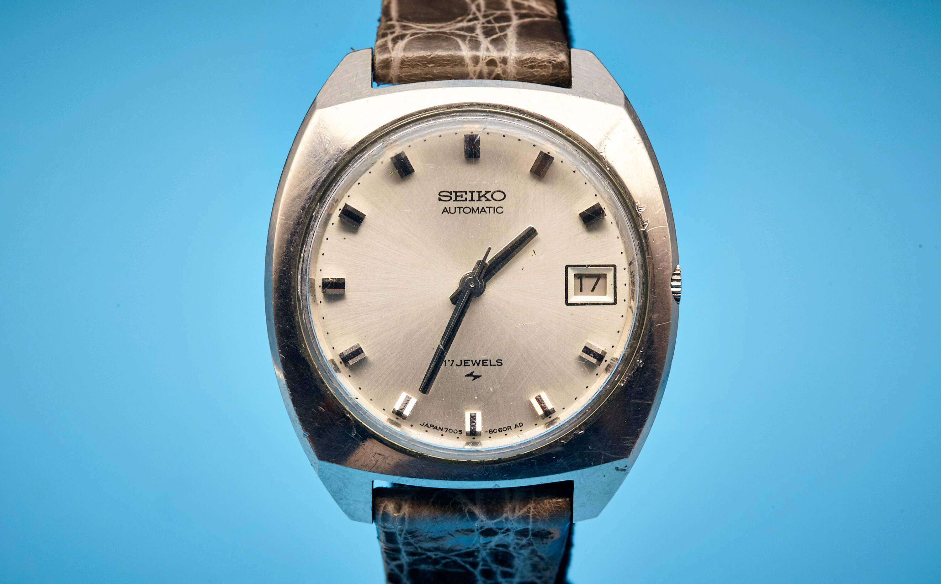 1970s Vintage Seiko Watch | Custom Italian Handmade Lizard Skin Band |  FULLY RESTORED