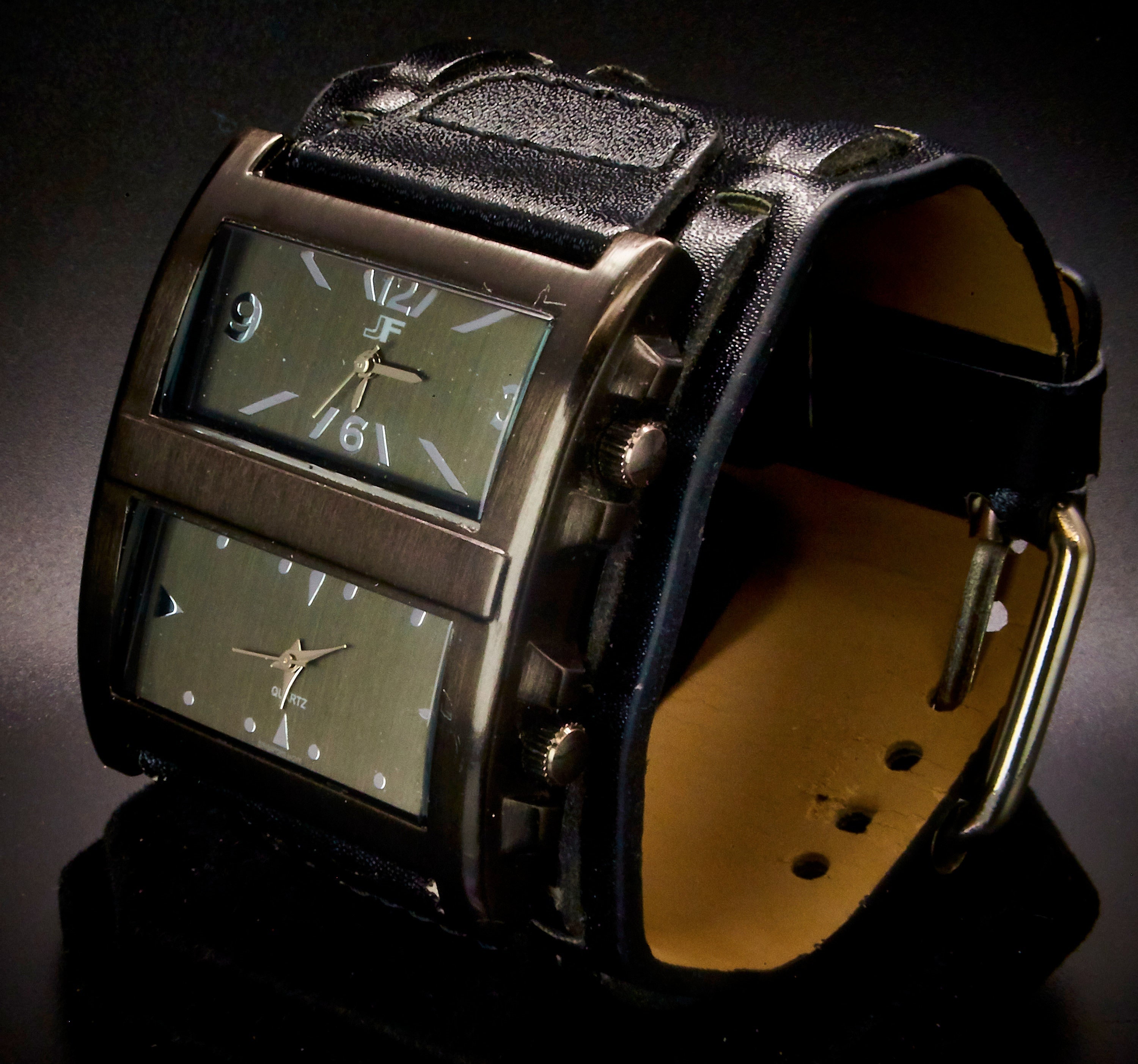 Black Digital Leather Cuff Watch for Men, Men's Digital Leather Watch,  Handmade Watch, Men's Leather Gift, Anniversary Gift, Wide Cuff Watch -  Etsy Denmark | Leather watch cuff, Leather watch, Leather watch strap
