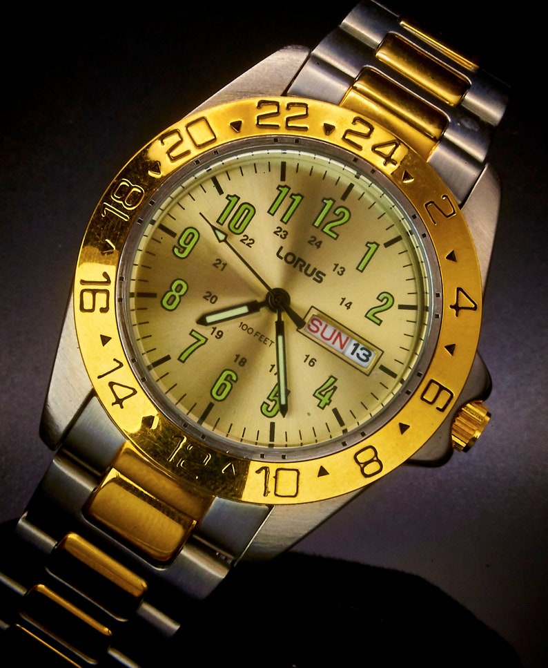 Lorus LR0240 Men's Dive Watch Twotone Stainless Steel Etsy