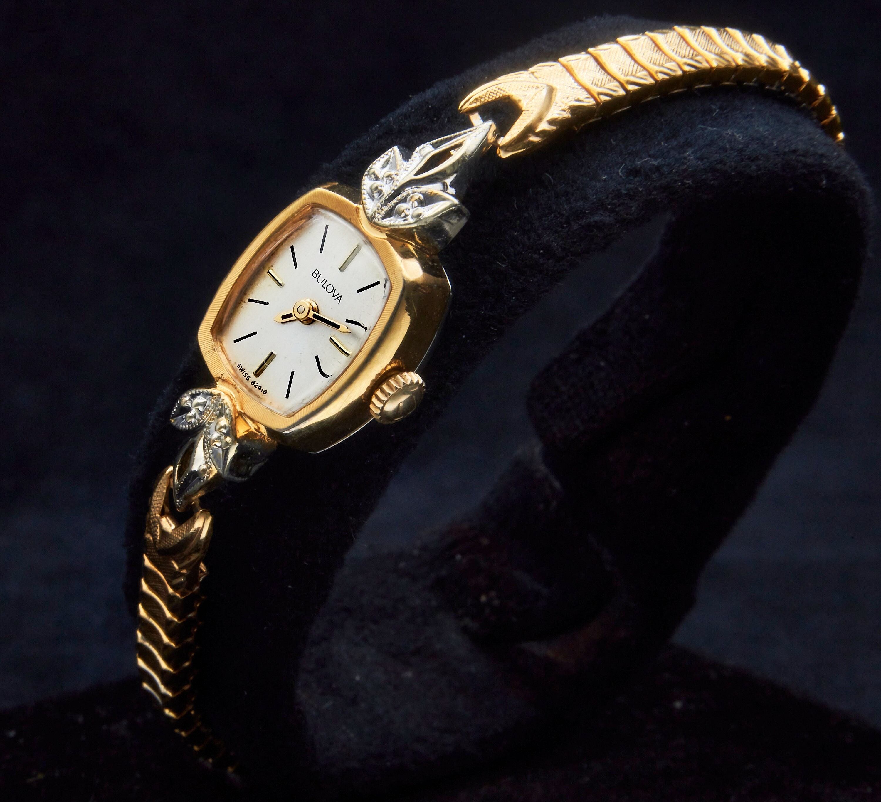 DAINTY! 1983 Bulova La Petite Marquise Shaped Two Tone 18k Gold Filled ...