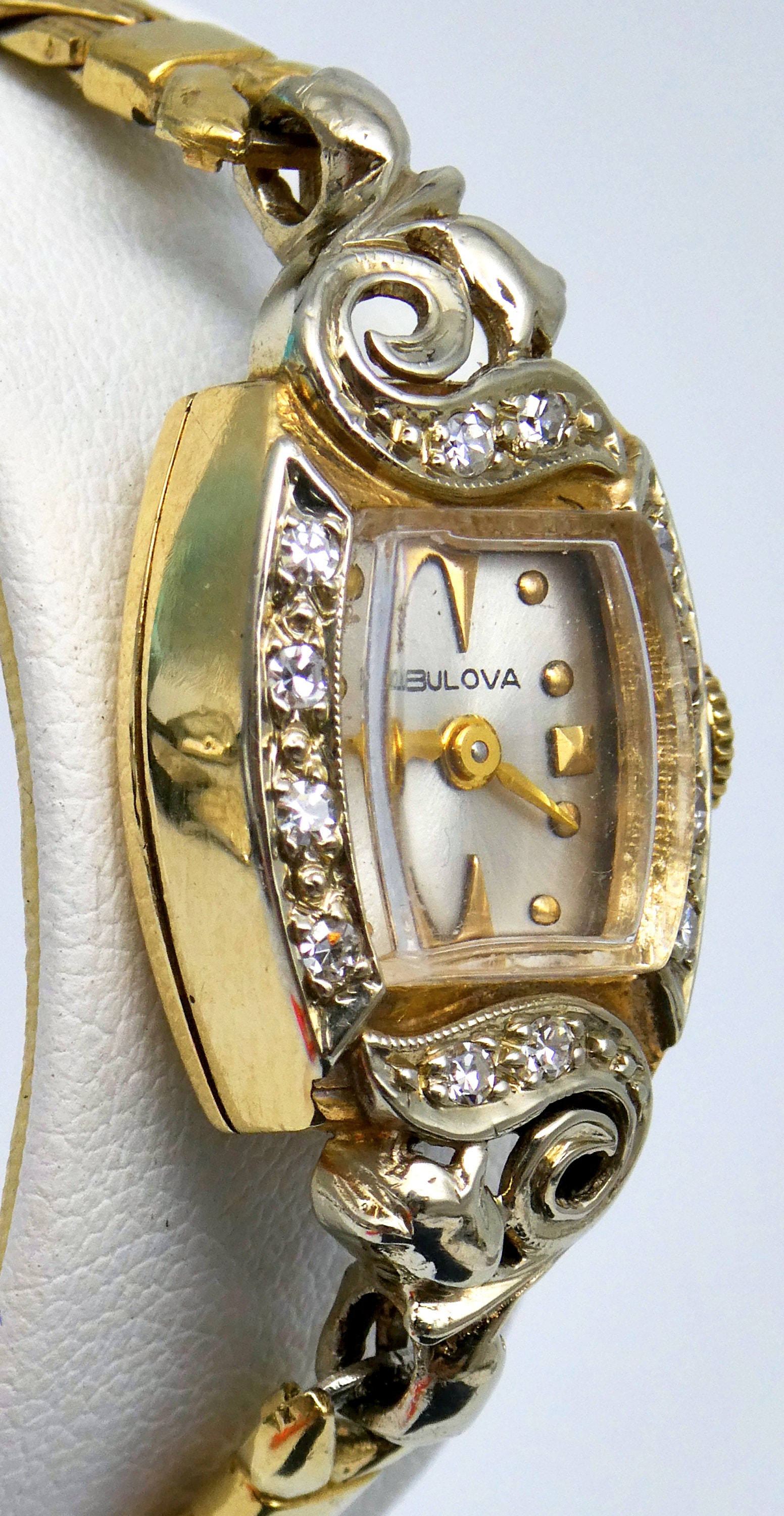 1950’s Bulova Ladies Vintage Watch with Diamond Accents Diamond Watch