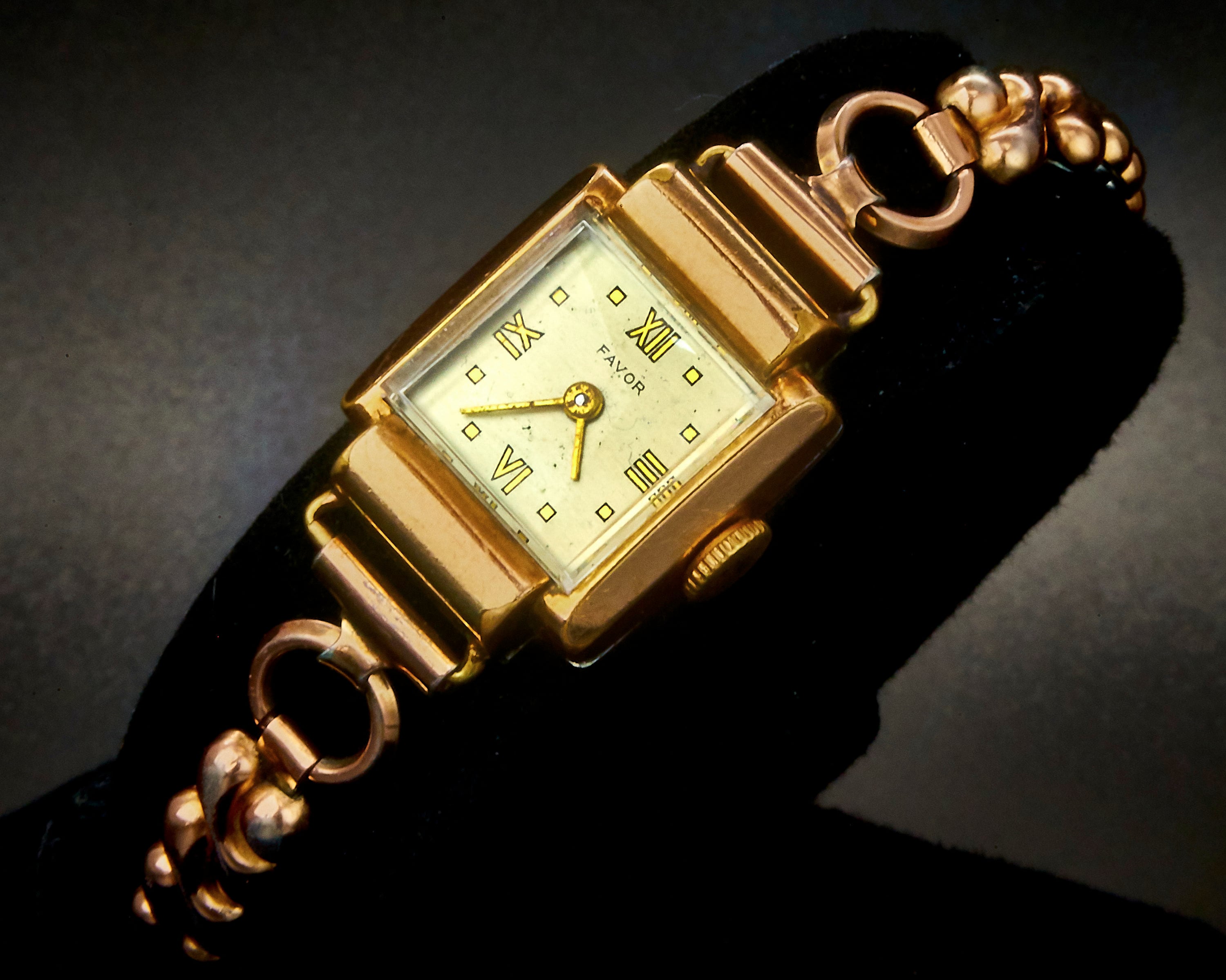 Vintage Favor Ladies Square Tank Watch • 20 Micron Rose Gold Plate ...