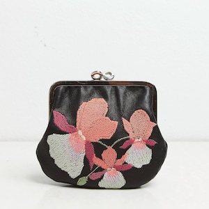 Portefeuille en cuir brodé, Broderie, portefeuille en cuir avec broderie, portefeuille à clip brodé, fait main, style rétro, fantaisie, cadeau
