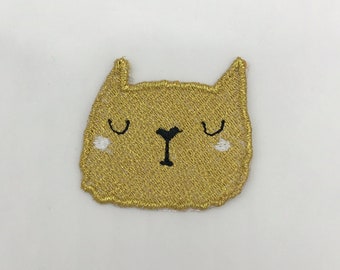 Patch zum Aufbügeln oder Aufnähen, Goldcat Patch bzw. Aufnäher Bügelbild für Kleidung oder Textilien, Goldcat Patch