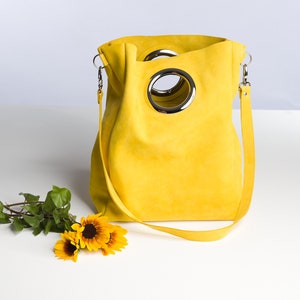 Shopper with metal handle // Leather Tote Bag // Hobo Bag // leather shopper // crossbody bag // handmade // stylish