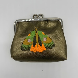 Portefeuille en cuir brodé, Broderie, portefeuille en cuir avec broderie, portefeuille à clip brodé, fait main, style rétro, fantaisie, cadeau