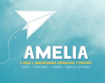 Amelia Font Collection handlettered font, digital scrapbooking, party invitation, event flyer poster, playful font, classroom clip art