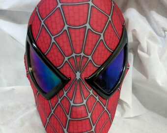 マスクスパイダーマンライミフェイスシェルとレインボーミラーレンズ