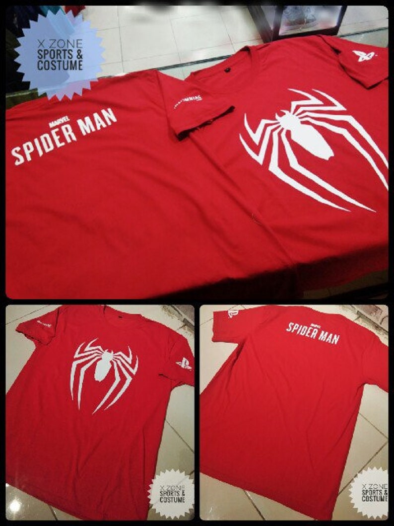 May include: Two red t-shirts with a white Spider-Man logo. One shirt has the text "Marvel Spider-Man" and the other has the text "Spider-Man".