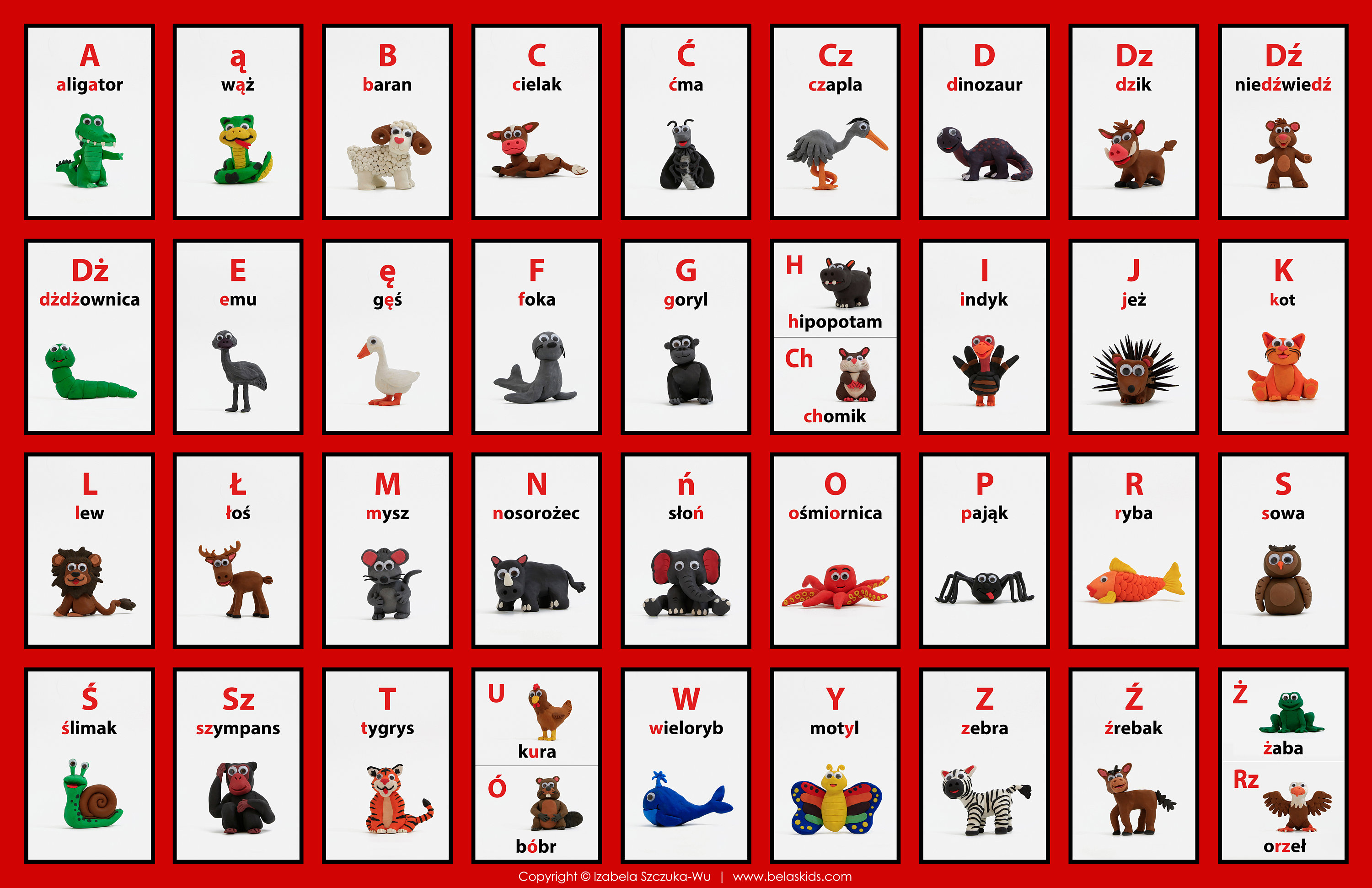 Placemats, Polish alphabet, Animals, Etsy Polska