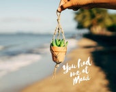 Mini Macrame Plant Hanger Car Rearview Mirror Accessories NATURAL HEMP