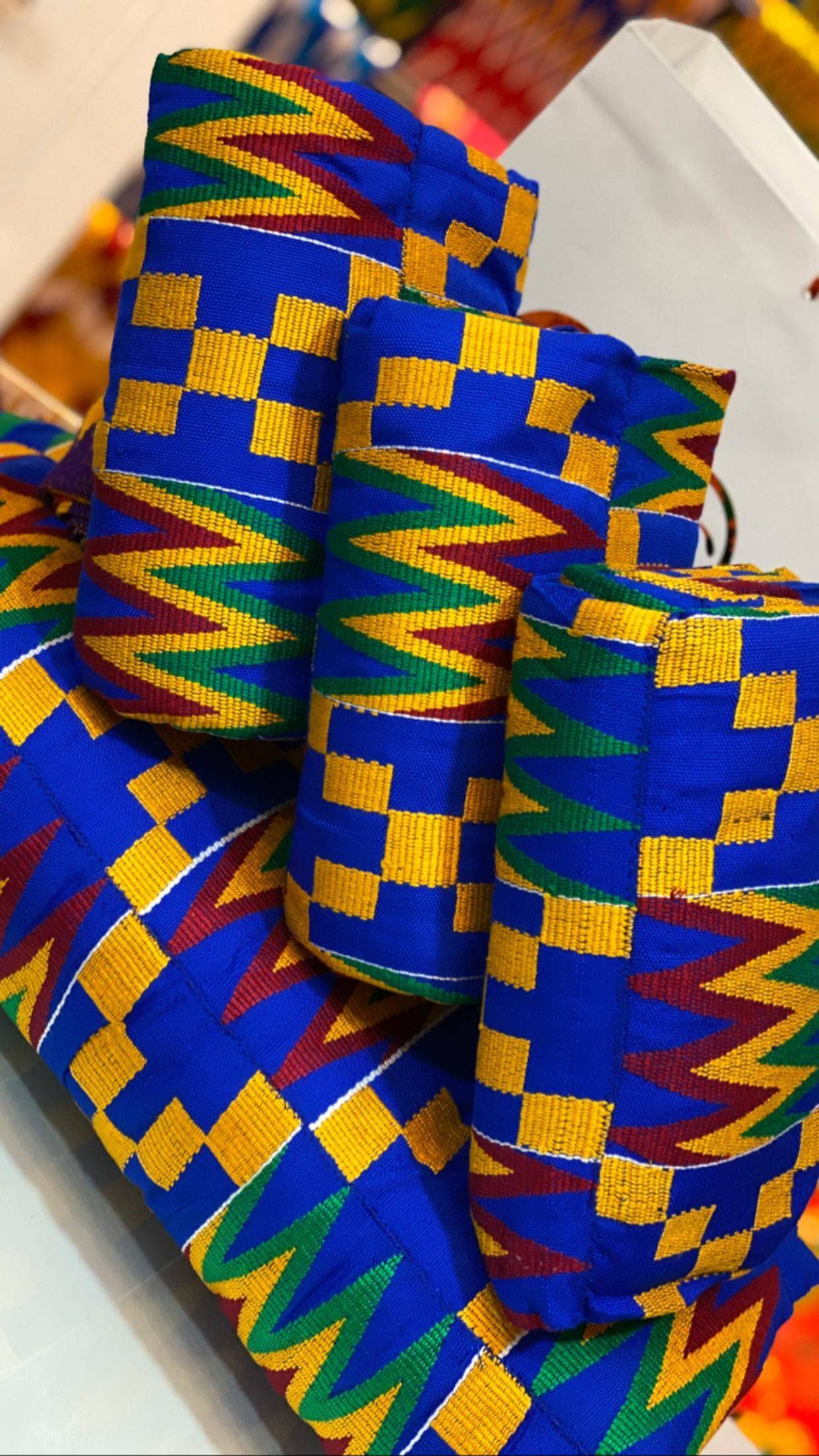 Beautiful blue as primary color Kente Cloth Royal Hand weaved in the  Ashanti region of Ghana