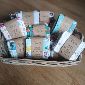 Packs of 10 washable wipes of your choice / make-up remover wipes / baby wipes / children&#39;s wipes / bamboo sponge cotton fabric