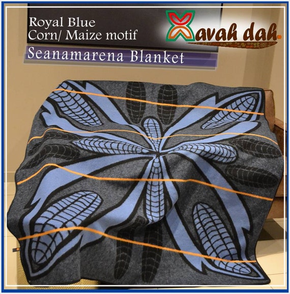 Basotho Blanket Seanamarena Corn Maize Royal Blue