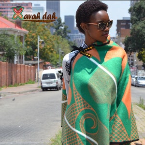 Basotho Blanket - Poncho-Shawl (Green)