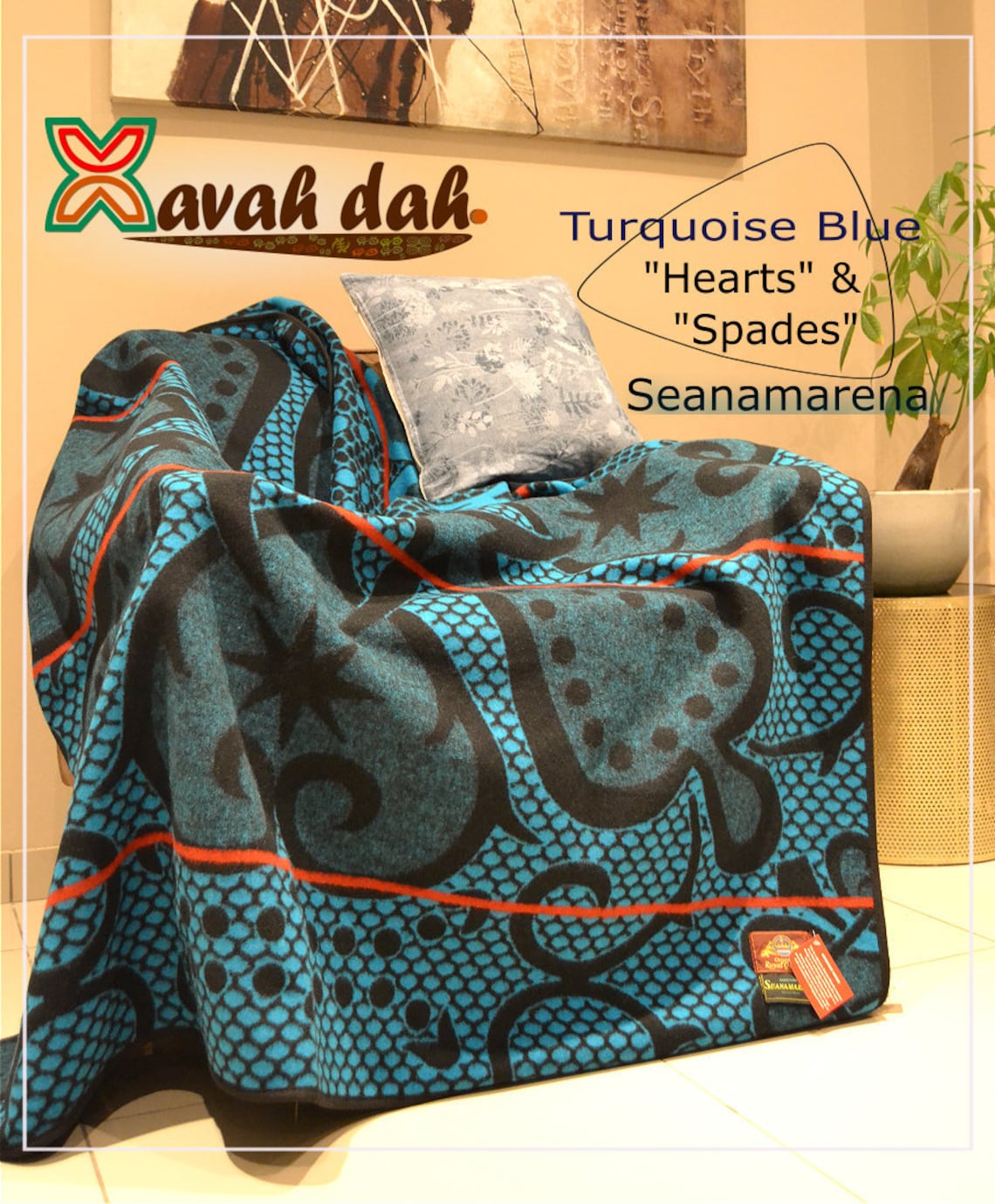 Basotho Blanket Seanamarena Hearts Turquiose Blue Etsy