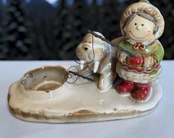 Yankee Candle Stoneware Eskimo Walrus T- light candle holder 2003