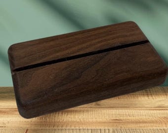Handmade natural wood walnut stand base block for Alaskan Ulu knife or Mezzaluna fits most