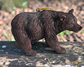 New Vintage Old Stock Brown Bear Resin Realistic  Ornament 3”